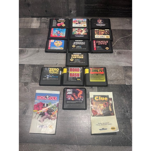 Sega Other - Sega Genesis Game Lot of 14 Road Rash Shaq Fu Animaniacs Monopoly Clue TESTED